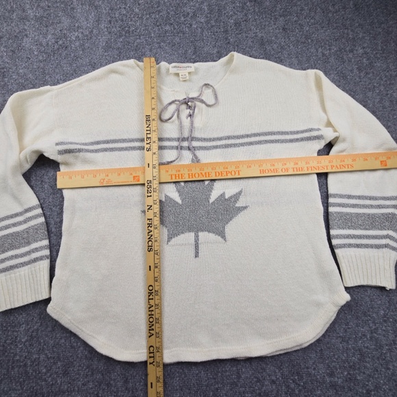 Cotton Country Canada Hockey Knit Sweater Natural With Gray Womens Medium - Picture 6 of 6